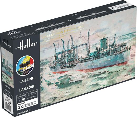 Maquettes bateaux : Starter Kit La Seine + La Saone Twinset 1/400 - Heller 55050