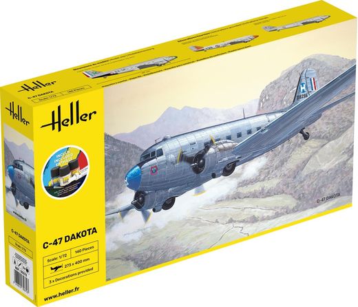 Coffret cadeau maquette avion : Starter Kit C-47 Dakota 1/72 - Heller 35372