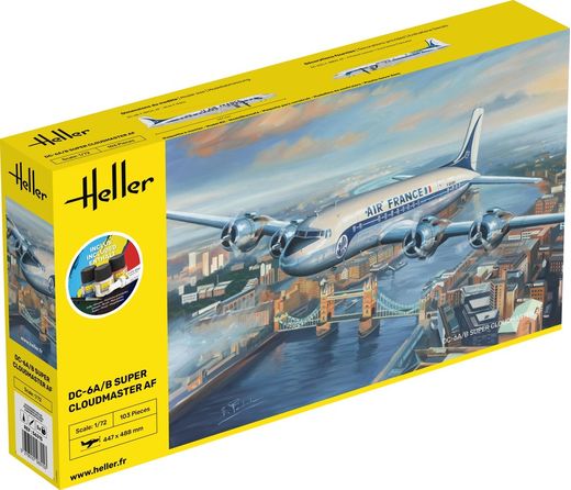 Maquette Starter Kit DC6 Super Cloudmaster Air France 1/72 - Heller 80315