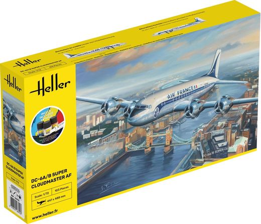 Maquette Starter Kit DC6 Super Cloudmaster Air France 1/72 - Heller 56315