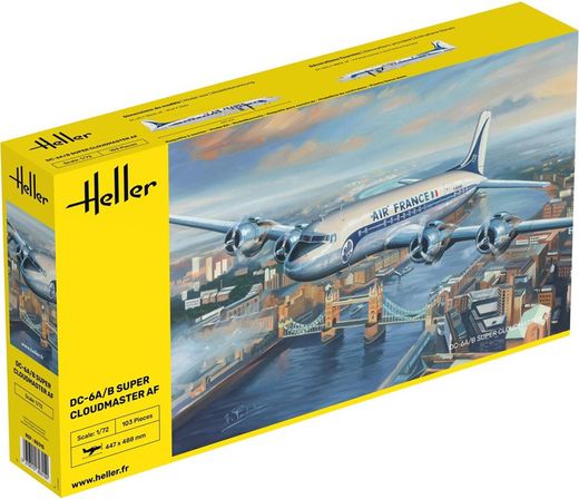 Maquette avion civil : DC6 Super Cloudmaster Air France 1/72 - Heller 80315