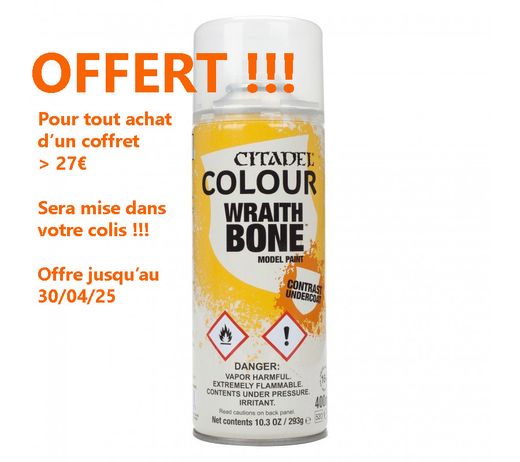 Games Workshop - Wraithbone Spray Paint (Uk/Row) - 62-33

Citadel : Sous-couche – Aérosol - 400ml - Sous couche pour peinture