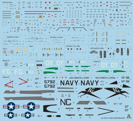 Maquette avion militaire : F-4 C/D/J Phantom II ACES USAF-US Navy Vietnam ACES - 1/72 - Italeri 01373