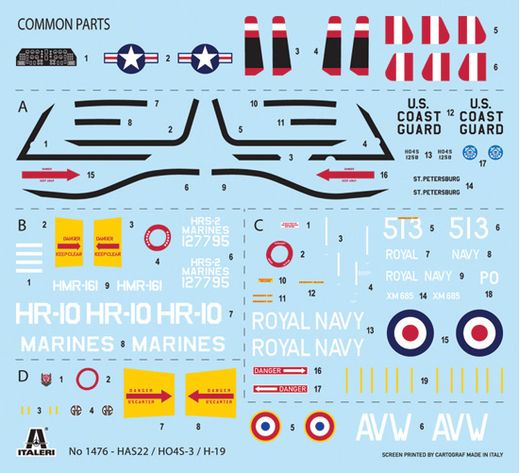 Maquette militaire : Hélicoptère HAS22 / HO4S-3 / H-19 - Italeri 1476  01476