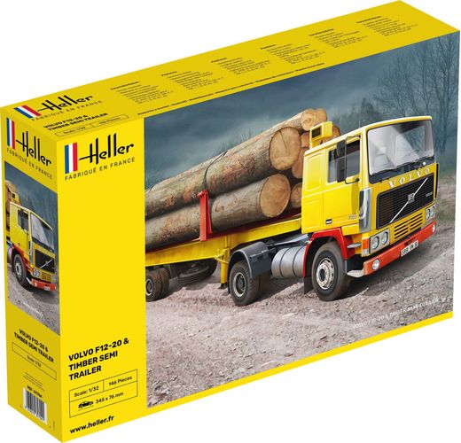 Maquette de camion : Volvo F12-20 G.T.1 & Timber Semi Trailer - 1/32 - Heller 81704