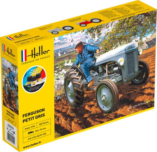 Maquette de tracteur : Coffret Ferguson "Petit gris" - 1/24 - Heller 57401