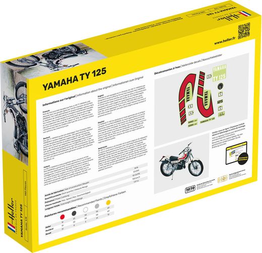 Maquette moto : Starter Kit - Yamaha TY 125 - 1:8 - Heller 56902