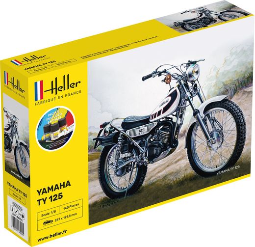 Maquette moto : Starter Kit - Yamaha TY 125 - 1:8 - Heller 56902