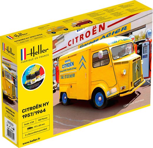 Maquette voiture de collection : Starter Kit Citroën Type H 2 - 1/24 - Heller 56744