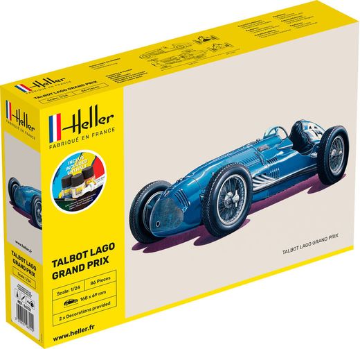 Maquette voiture de collection : Starter Kit Talbot Lagot GP 1/24 - Heller 56721