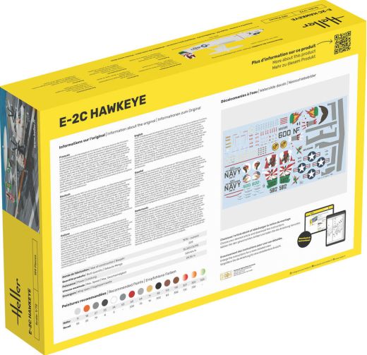 Coffret maquette avion de surveillance : Starter Kit E-2C Hawkeye 1/72 - Heller 58300