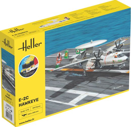 Coffret maquette avion de surveillance : Starter Kit E-2C Hawkeye 1/72 - Heller 58300