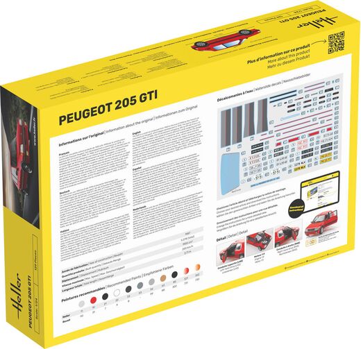 Maquette voiture de collection : Peugeot 205 GTI 1/24 - Heller 82705