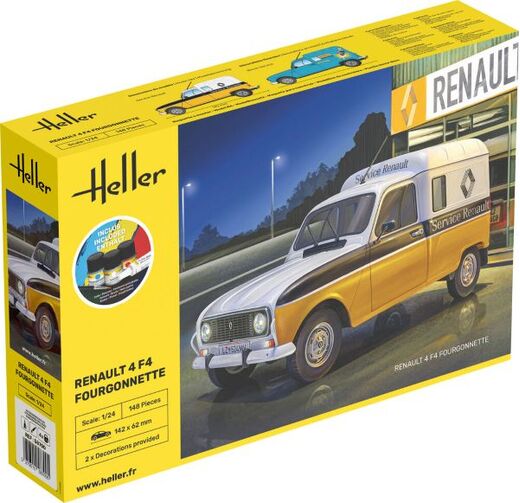 Maquette voiture de collection : Starter set : Renault 4 Fourgonnette F4 1/24 - Heller 58700
