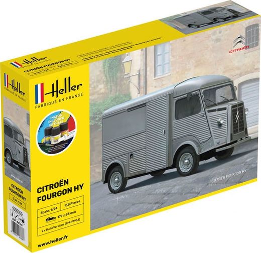 Maquette voiture de collection : Coffret CITROËN FOURGON HY - 1/24 - Heller 56768