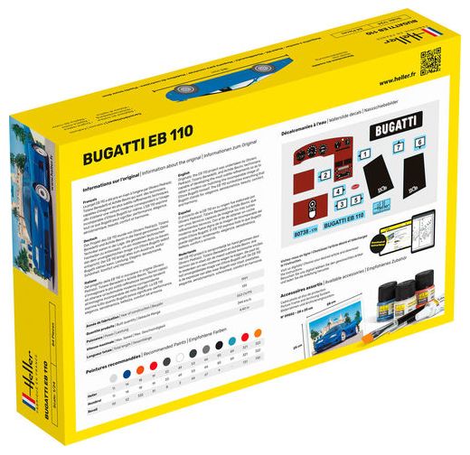 Maquette voiture : Starter kit Bugatti EB 110 1/24 - Heller 56738