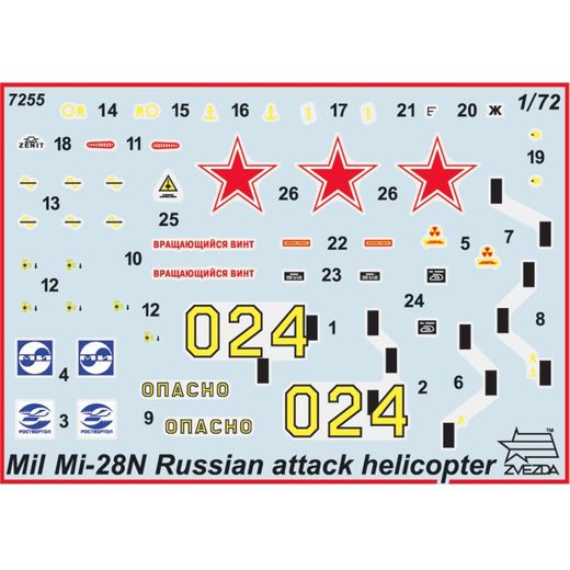 Maquette militaire : Hélicoptère Russe d'attaque MI-28NE "Night havoc" - 1/72 - Zvezda 7255 07255