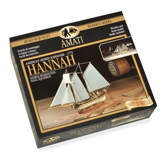 Maquette bateau bois : Kit Hannah - bateau en bouteille - 1:300 - Amati 1355