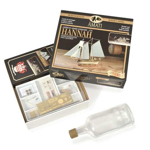 Maquette bateau bois : Kit Hannah - bateau en bouteille - 1:300 - Amati 1355