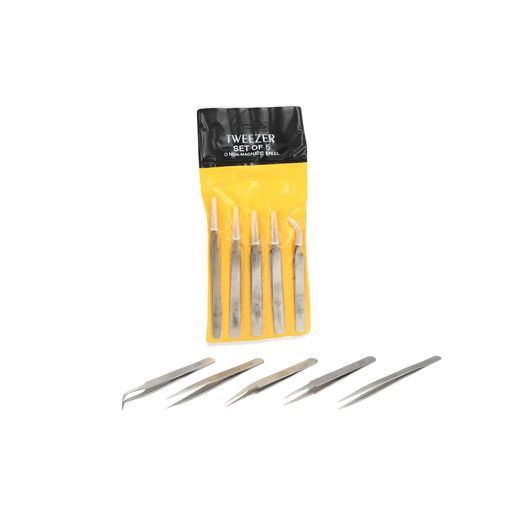 Outillage pour maquettes en bois : Set 5 brucelles acier - Amati 7372-01