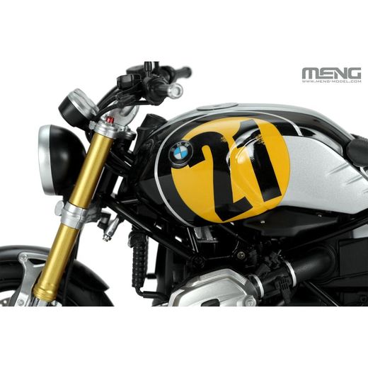 Maquette moto BMW R nineT Black Storm, prépeinte à clipser 1/9 - Meng MT003U