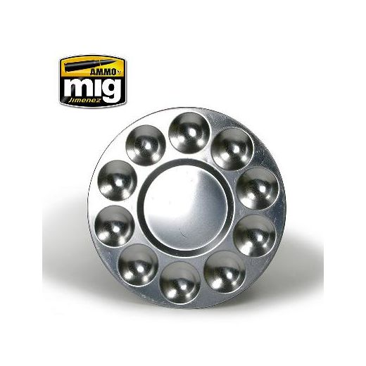 Outils de modélisme : Palette en aluminium (10 alvéoles) - AmmoMig 8009