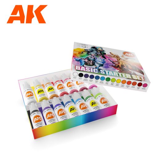 Set de peintures : Set de démarrage de base, 14 couleurs sélectionnées par Josedavinci - Ak Interactive 11775