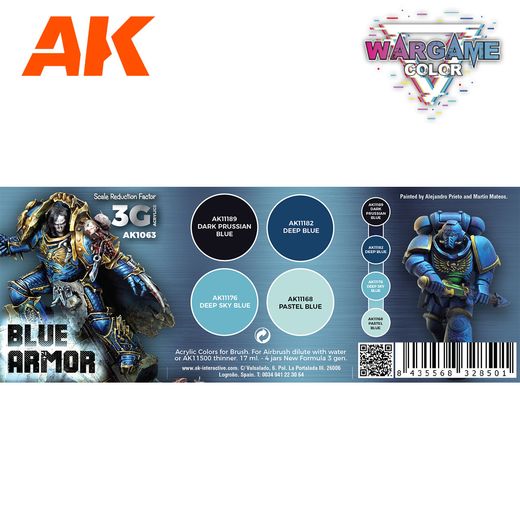 Peintures pour figurines : Wargame Color set armure bleue - AK 1063