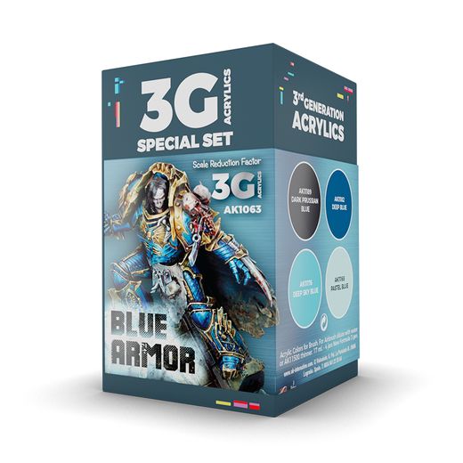 Peintures pour figurines : Wargame Color set armure bleue - AK 1063