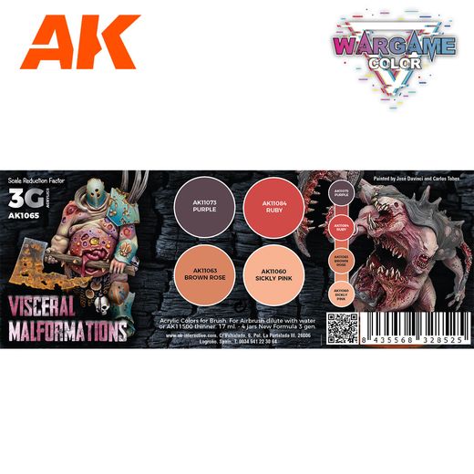 Peintures pour figurines : Wargame Color set Visceral malformations - AK 1065