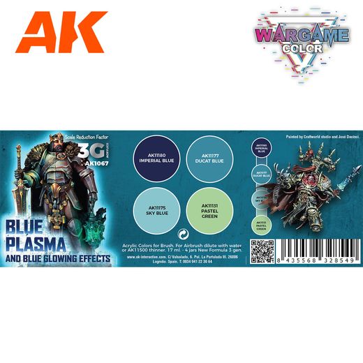 Peintures pour figurines : Wargame Color set Blue plasma and glowing effects - AK 1067
