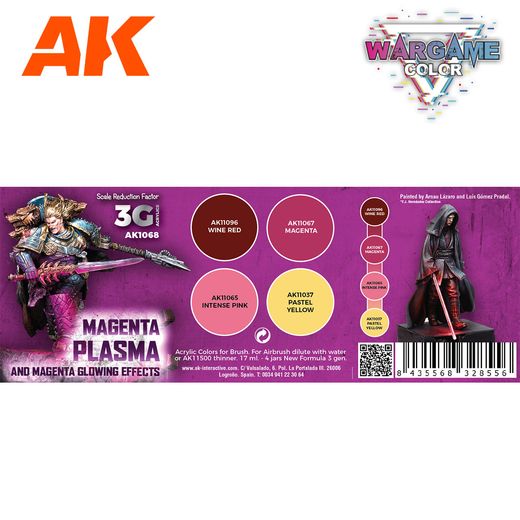 Peintures pour figurines : Wargame Color set Magenta plasma and glowing effects - AK 1068