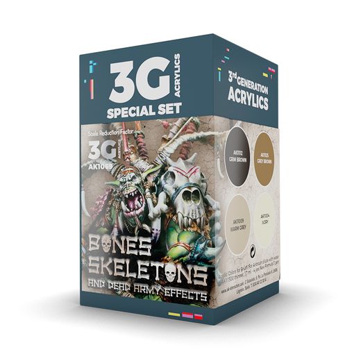 Peintures pour figurines : Wargame Color set Bones and skeletons - AK 1069