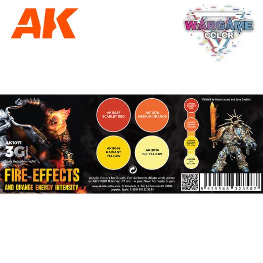 Peintures pour figurines : Wargame Color set effet feu - AK 1071