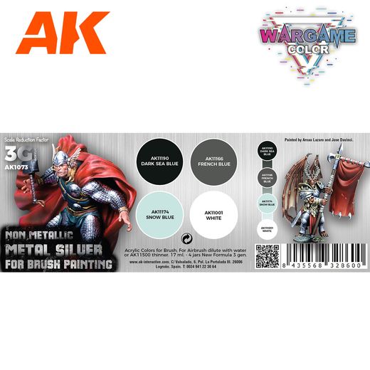 Peintures pour figurines : Wargame Color set Argent non métallique - AK 1073