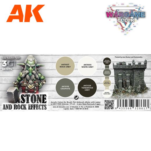 Peintures pour figurines : Wargame Color set : Pierre et roche - AK 1074
