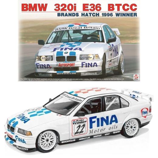 Maquette voiture plastique : BMW 320I E36 BTTC Brands Hatch 1996 Winner 1/24 - Beemax 24045