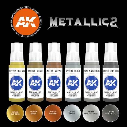 Coffret de peintures pour maquettes : Set de couleur métalliques - Ak Interactive AK11608