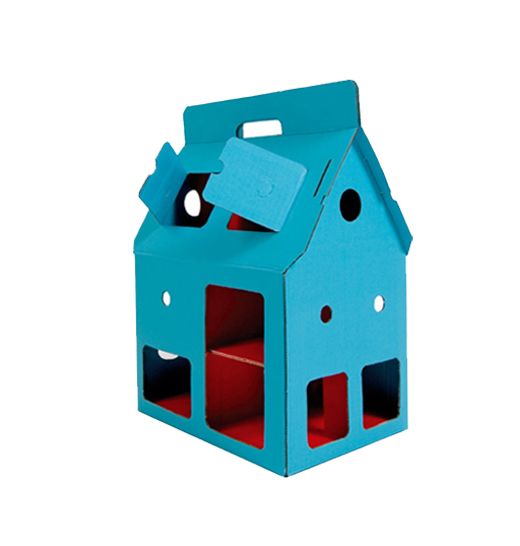 Maison de poupée / personnages en carton à décorer 'MobileHome bleue'