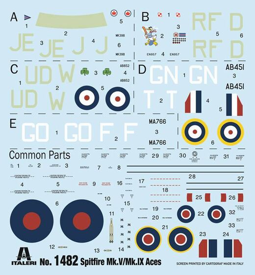 Maquette avion : AS sur Spitfire Mk.V / Mk.IX 1/72 - Italeri 1482 01482