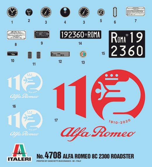 Maquette voiture de collection : Alfa Romeo 8C 2300 Roadster - 1:12 - Italeri 04708 4708