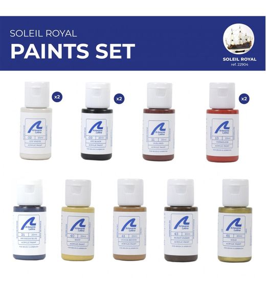 Ensemble de peintures maquette en bois : Voilier Soleil Royal - Artesania Latina 277PACK16