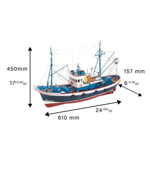 Maquette bateau de pêche en bois : Thonier Marina II 1/50 - Artesania 20506