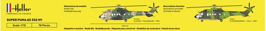 Maquette hélicoptère : Super Puma AS332 M1 - 1/72 - Heller 56367