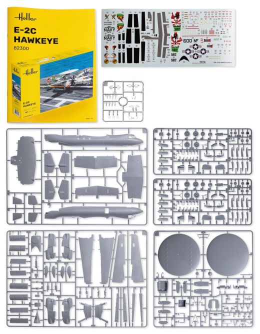 Coffret maquette avion de surveillance : Starter Kit E-2C Hawkeye 1/72 - Heller 58300