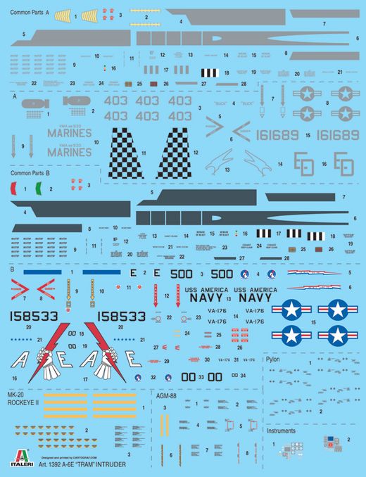 Maquette avion militaire : A-6E intruder USN/USMC - Guerre du Golf - 1:72 - Italeri 01392