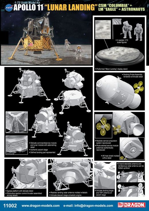 Maquette espace - Apollo 11 Approche Lunaire CSM 'Columbia' et LM 'Eagle' ‐ 1/72 - Dragon 11001