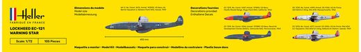 Maquette avion militaire :  Starter Kit EC.121 warning star - 1/72 - Heller 56311