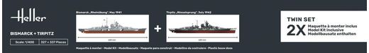 Maquettes bateaux : Bismarck + Tirpitz Twinset 1/400 - Heller 85078