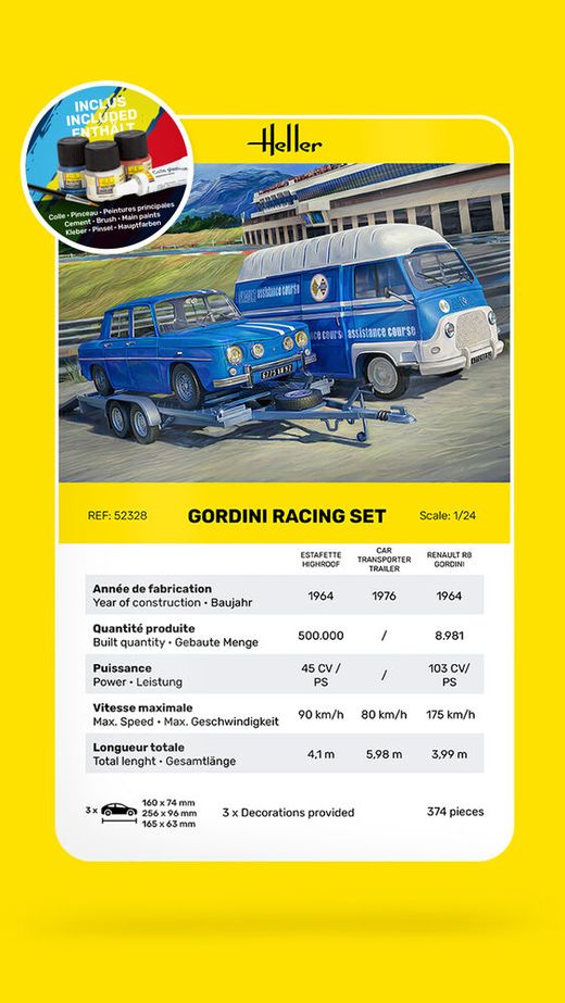Starter kit : Maquette voitures Gordini Racing Set 1/24 - Heller 52328